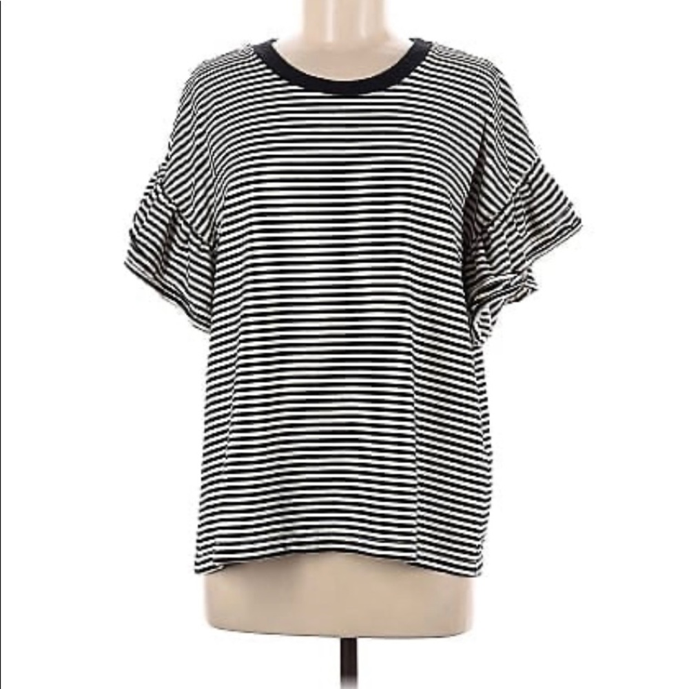 Current/Elliott striped shirt with ruffle sleeves